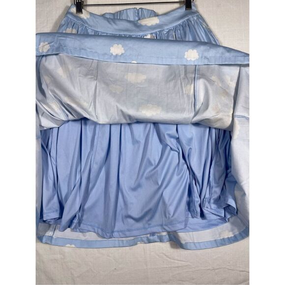 Disney Blue White Mickey Up Balloon Cloud Castle High Waisted Swing Skirt Large - Picture 6 of 11